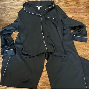 Victoria Secret Black Pajama Set with Pink Trim